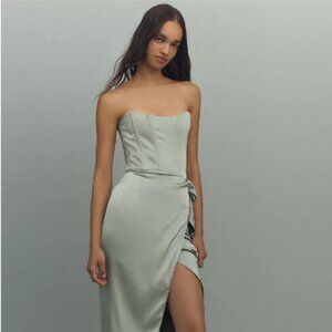 V. Chapman June Corset Jacquard Front Slit Dress